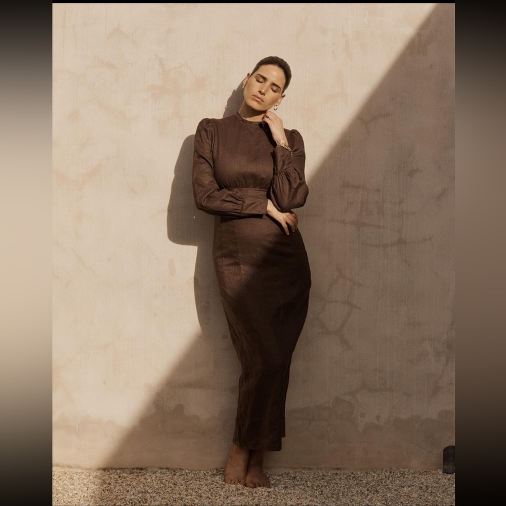 Chocolate linen dress